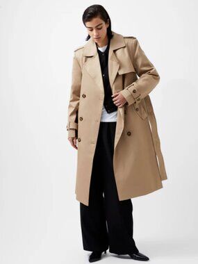 French Connection Coco Twill Trench Coat with back Stripe Size L
